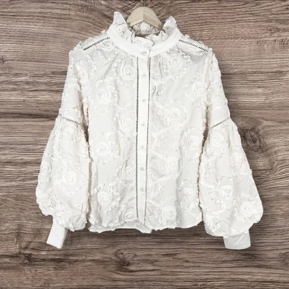 Garcia Floral Ribbon Blouse in Ivory Large - Picture 4 of 11